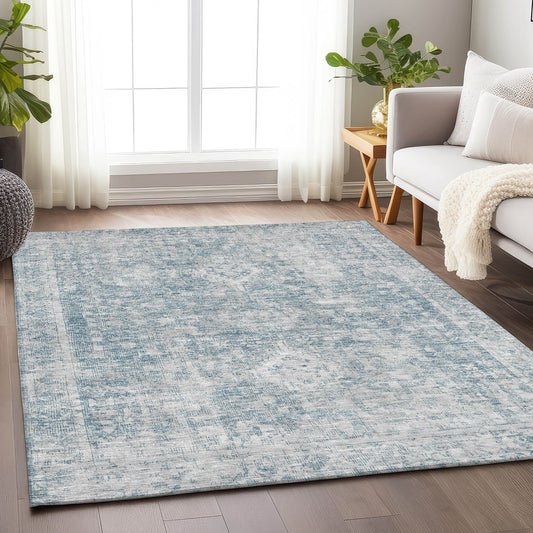 Addison Rugs Chantille ACN1229SK 9 x 12 (ft) Sky Rectangular Indoor/Outdoor Geometric Machine washable Pet Friendly Area rug