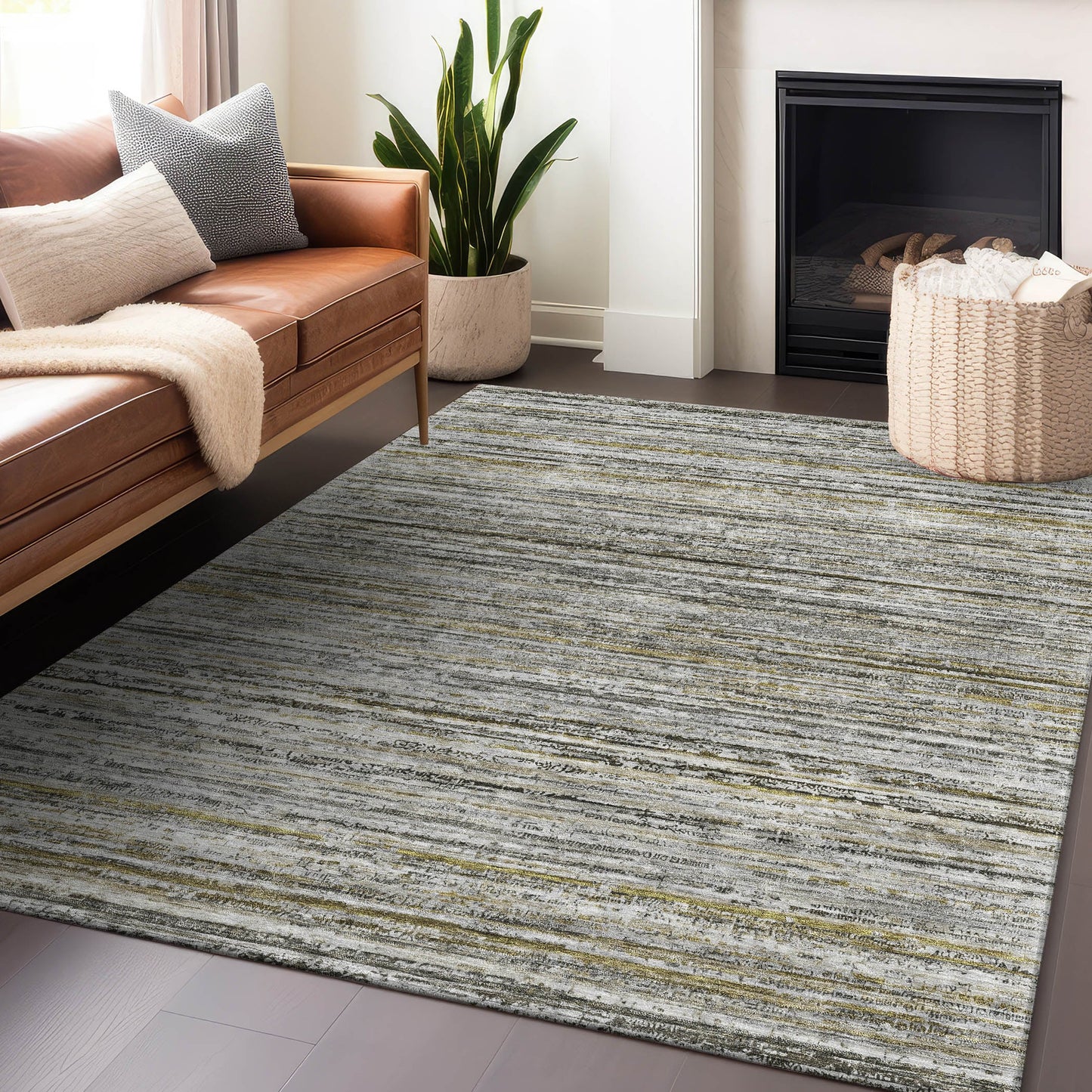 Addison Rugs Chantille ACN1239PW 9 x 12 (ft) Pewter Rectangular Indoor/Outdoor Geometric Machine washable Pet Friendly Area rug