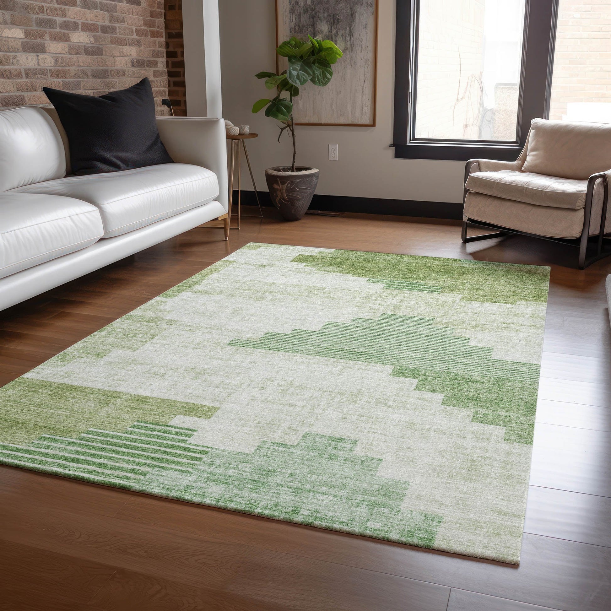 Addison Rugs Chantille ACN1829SA 9 x 12 (ft) Loomed Sage Rectangular Indoor/Outdoor Geometric Machine washable Pet Friendly Area rug
