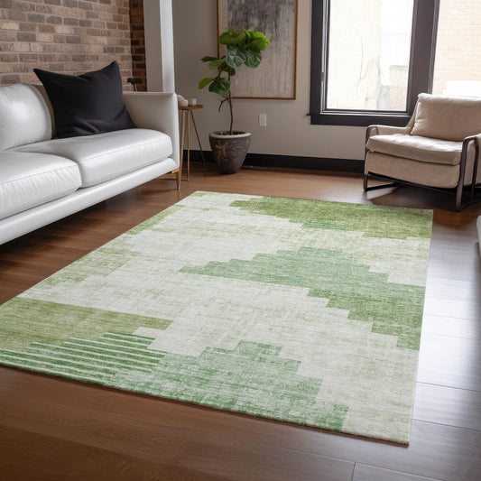 Addison Rugs Chantille ACN1829SA 9 x 12 (ft) Loomed Sage Rectangular Indoor/Outdoor Geometric Machine washable Pet Friendly Area rug