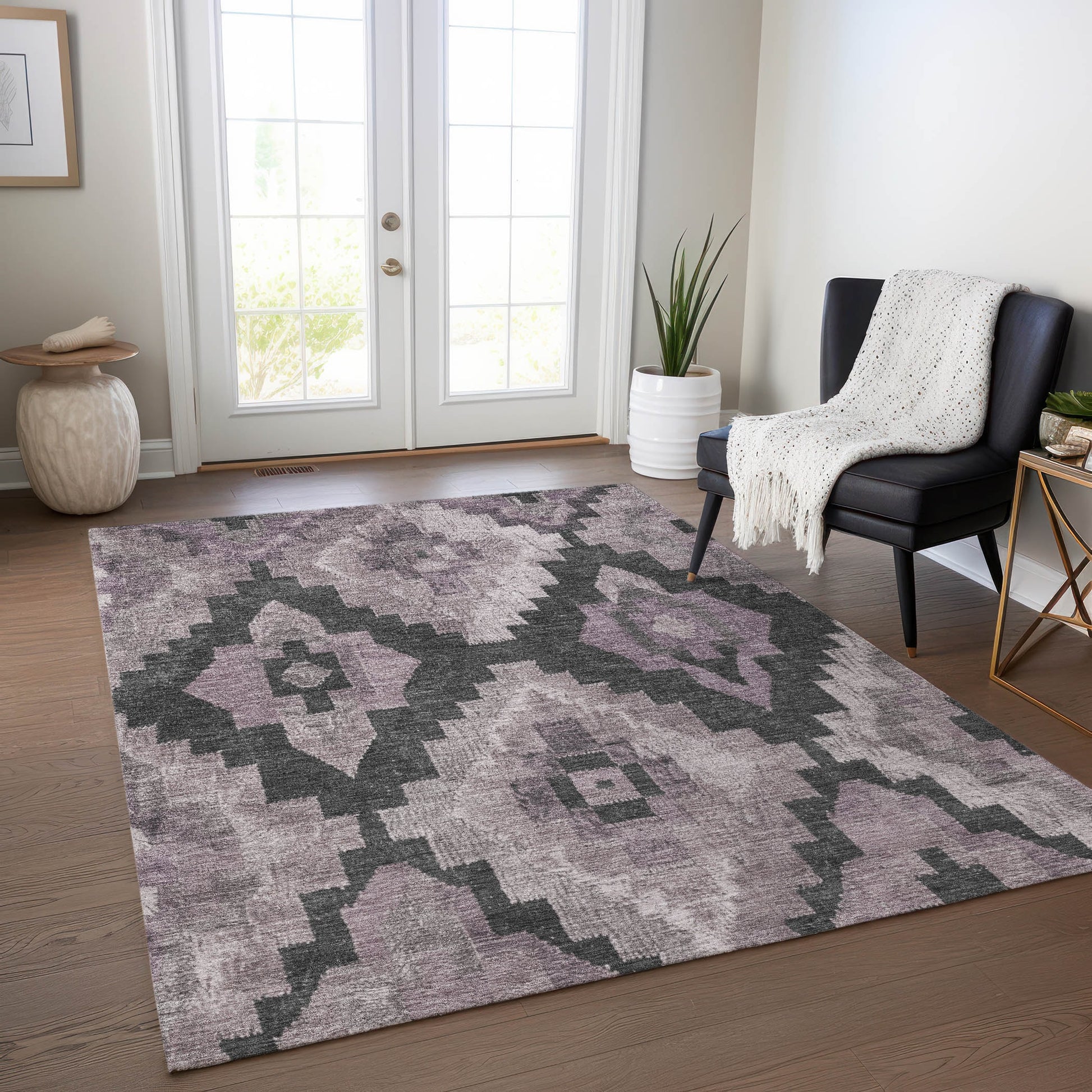 Addison Rugs Chantille ACN1894LV 8 x 10 (ft) Loomed Lavender Rectangular Indoor/Outdoor Geometric Machine washable Pet Friendly Area rug