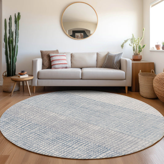 Addison Rugs Chantille ACN1831SK 8 x 8 (ft) Loomed Sky Round Indoor/Outdoor Geometric Machine washable Pet Friendly Area rug