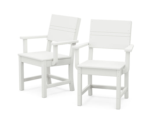 Origin 21 by POLYWOOD Irving Set of 2 White HDPE Frame Stationary Dining Chair with Slat Seat