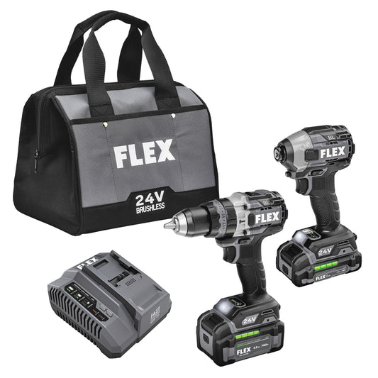 FLEX 24-volt 2 -Tool Brushless Power Tool Combo Kit with Soft Case ( 2 -Batteries Included and Charger Included )