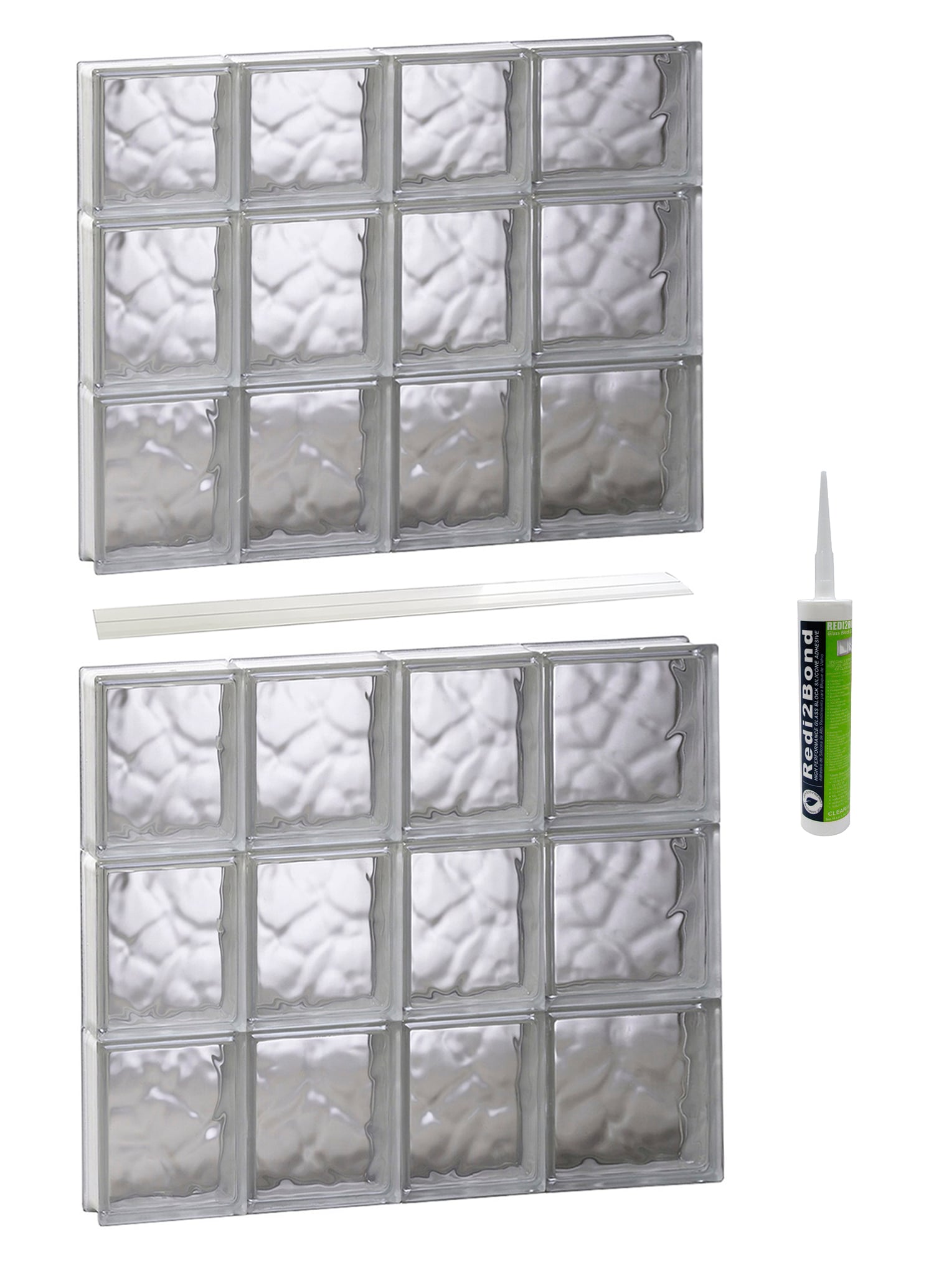 REDI2SET Wavy Glass 25-in x 44-1/2-in Frameless Replacement Glass Block Window
