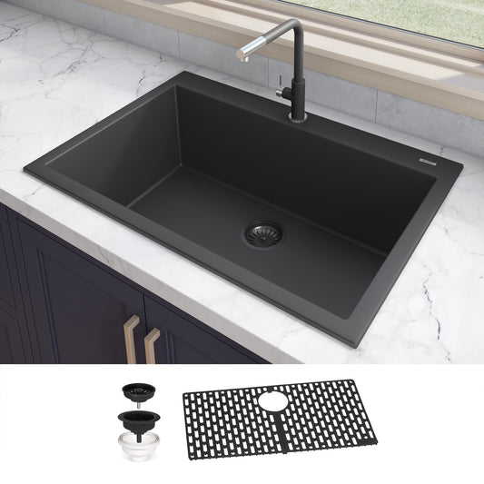 Ruvati epiGranite Drop-in 31-in x 20-in Granite Single bowl Kitchen Sink