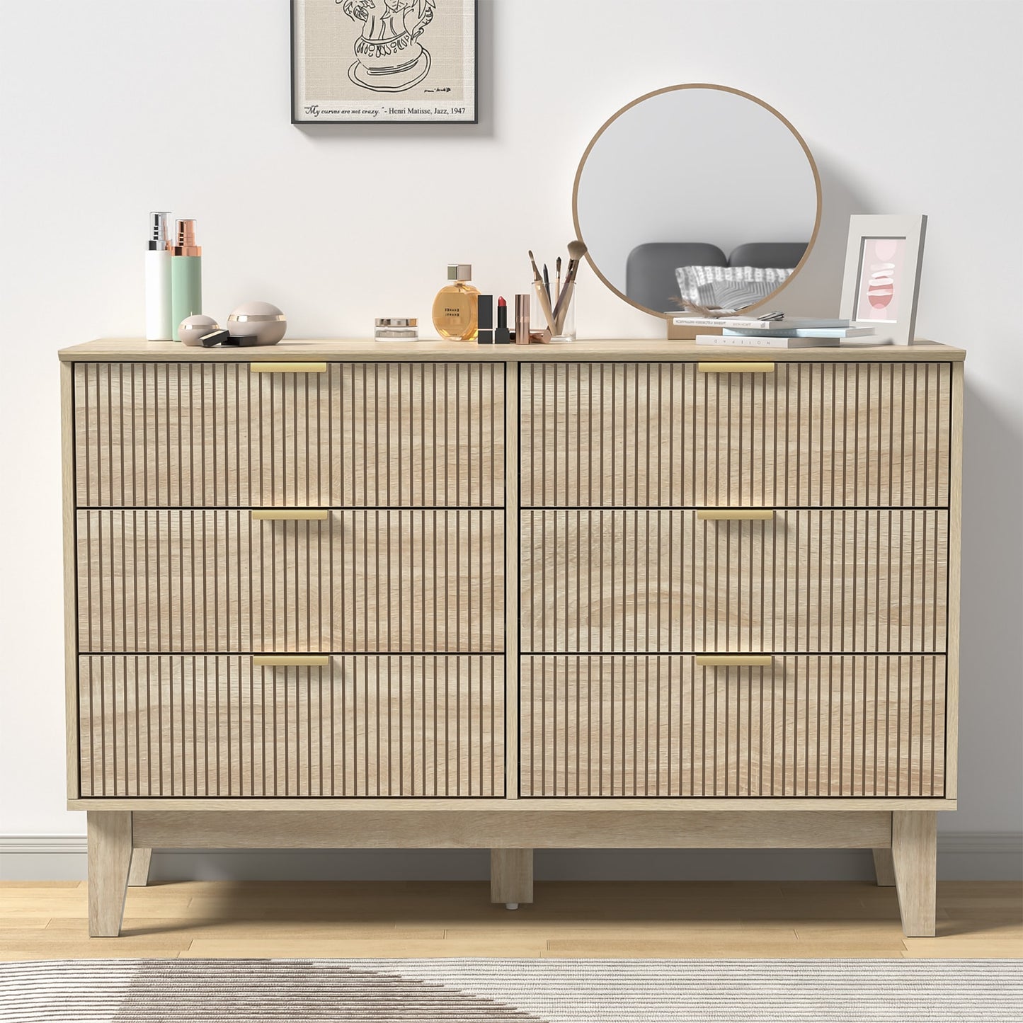 Delarpo Marcia Natural Oak 6 -Drawer Standard dresser