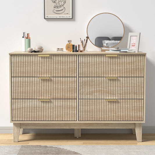 Delarpo Marcia Natural Oak 6 -Drawer Standard dresser