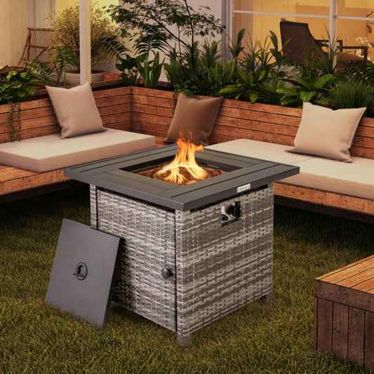 Mondawe 29-in W 50000 Maximum BTUs Stainless steel Square Portable Liquid propane Fire pit table