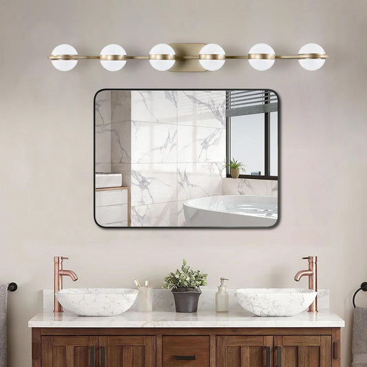 Bayfeve Crystal Sand Vanity Light 43.3-in 6 -Light Brushed Gold Integrated LED Glam Vanity light