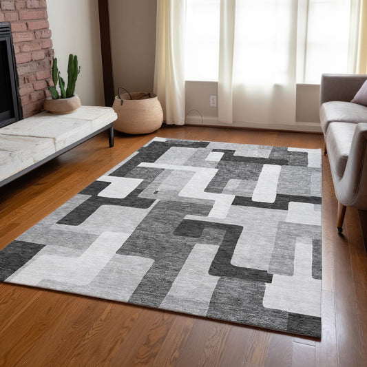 Addison Rugs Chantille ACN955SV 8 x 10 (ft) Loomed Silver Rectangular Indoor/Outdoor Machine washable Pet Friendly Area rug