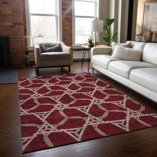 Addison Rugs Chantille ACN959BN 8 x 10 (ft) Loomed Burgundy Rectangular Indoor/Outdoor Machine washable Pet Friendly Area rug
