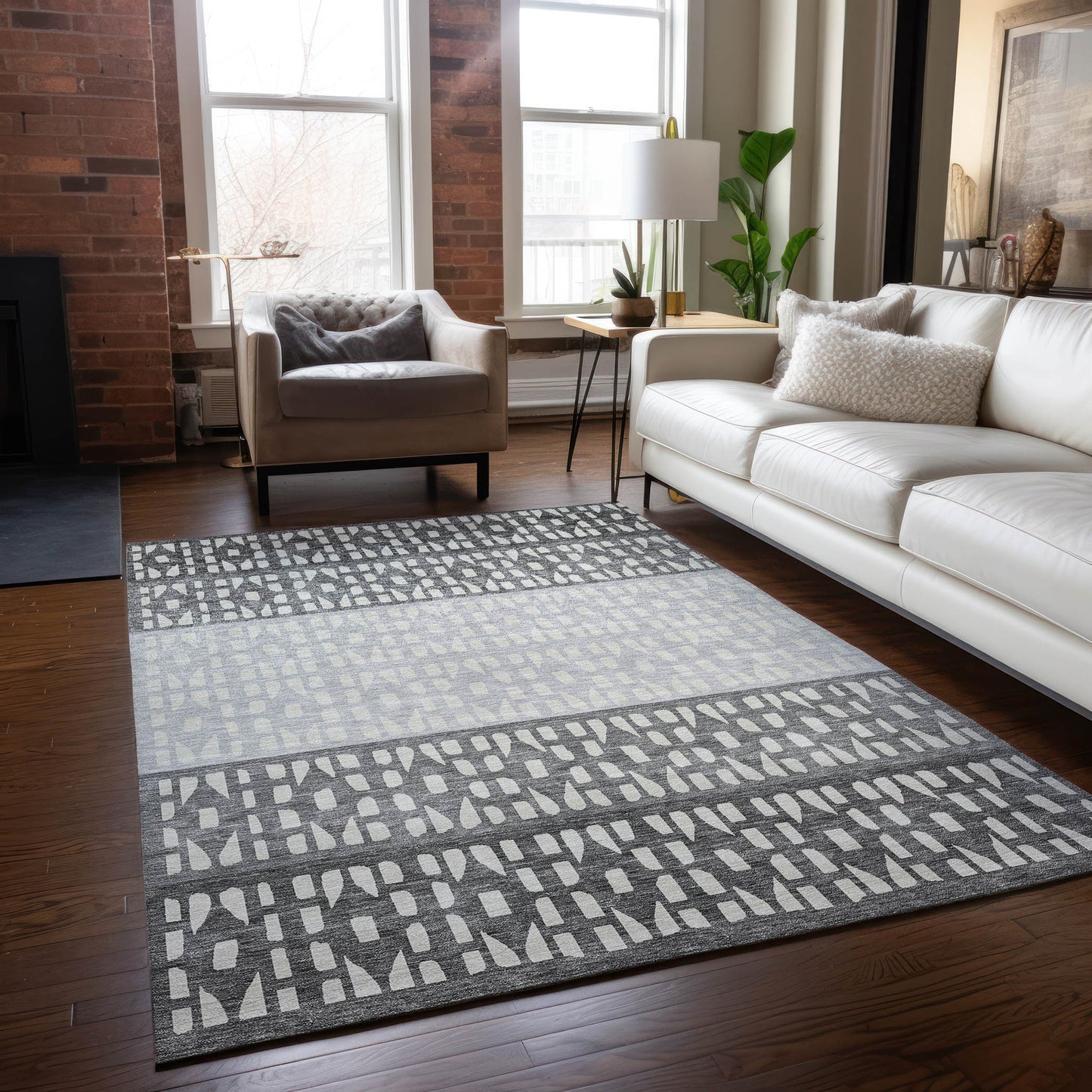 Addison Rugs Chantille ACN964GY 9 x 12 (ft) Loomed Gray Rectangular Indoor/Outdoor Machine washable Pet Friendly Area rug