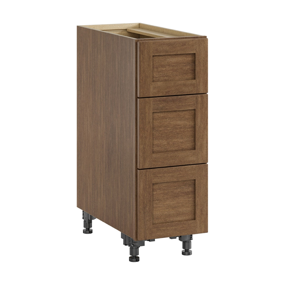Whalen CLICK-IT Sherwood Hills 12-in W x 34.5-in H x 24-in D Walnut Birch 3 -Drawers Drawer Base Ready to assemble (RTA) Plywood Cabinet Raised Panel