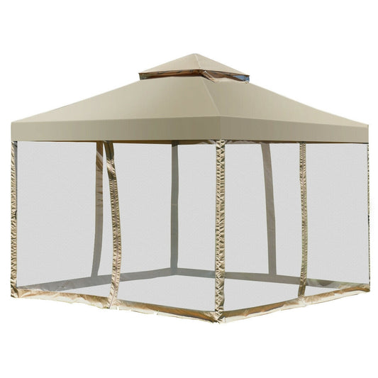 Forclover 10-ft x 10-ft Gazebos Beige Gazebo with Soft Top Roof