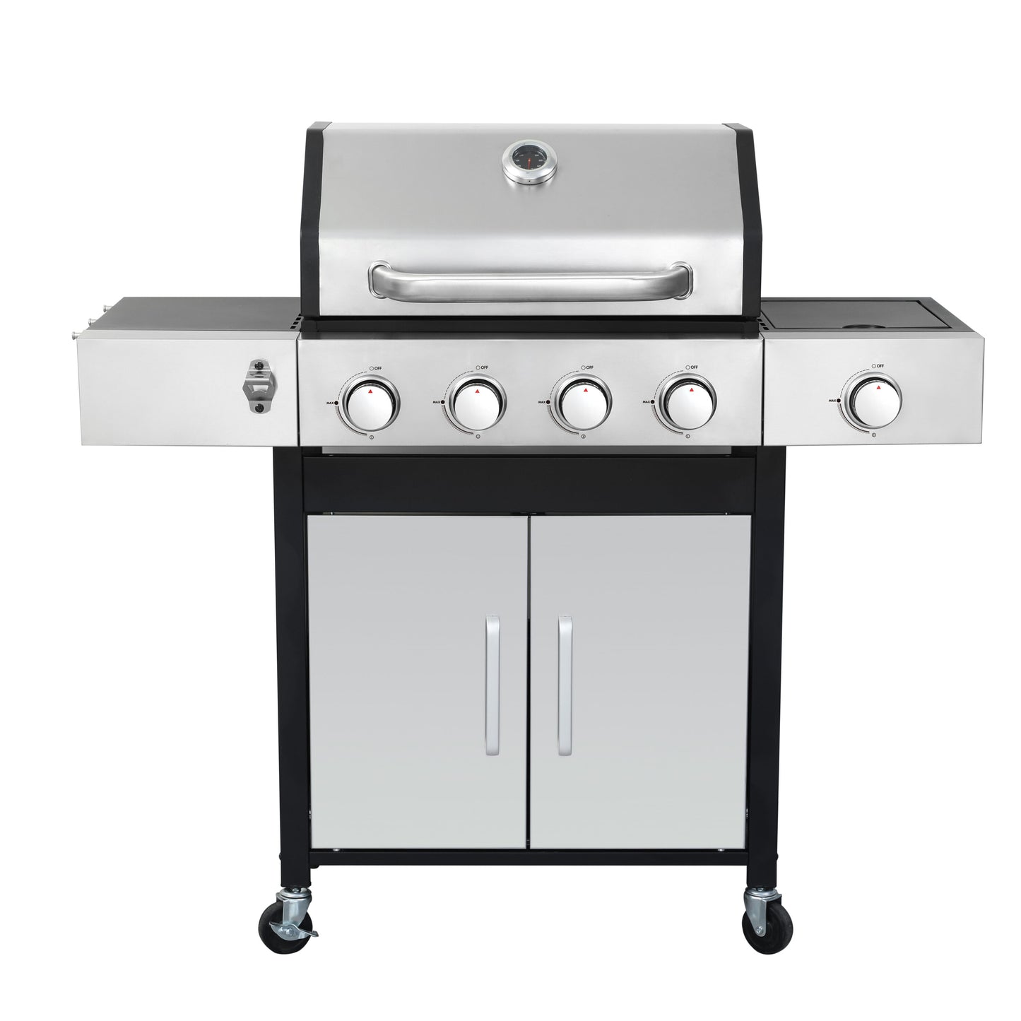 Clihome Black+Silver 4 -Burner Liquid Propane Gas Grill
