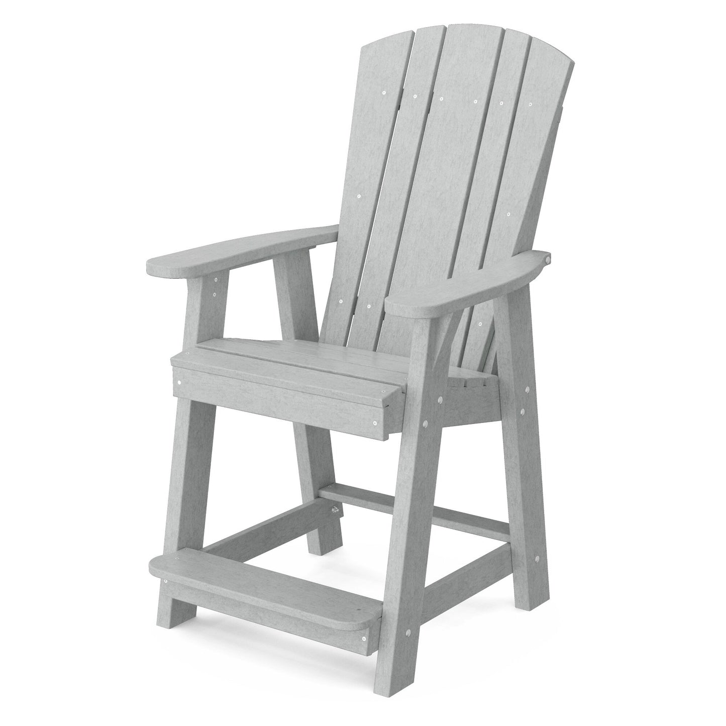 Wildridge Heritage Balcony Light Gray HDPE Frame Stationary Counter-height Chair with Slat Seat
