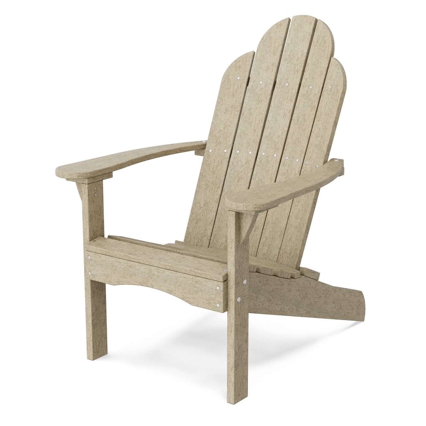 Wildridge Classic Weathered Wood HDPE Frame Stationary Adirondack Chair with Slat Seat