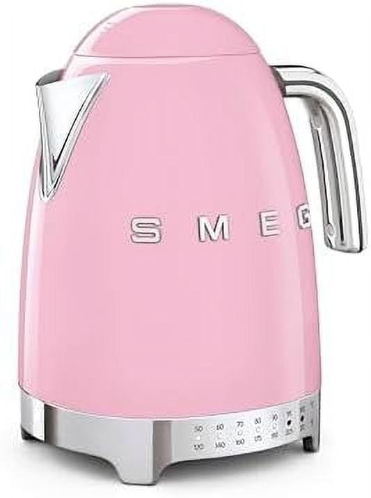 7-Cup Variable Temperature Electric Kettle - Retro Style Aesthetic with Advanced Technology - Stainless Steel, 1400W, 120V, 360° Swivel Base, Keep Warm Function (Pink)