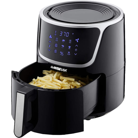 7 Qt XL Air Fryer with Dehydrator - 1700W, Touchscreen, 3 Racks, 8 Presets, Preheat & Broil (Black)