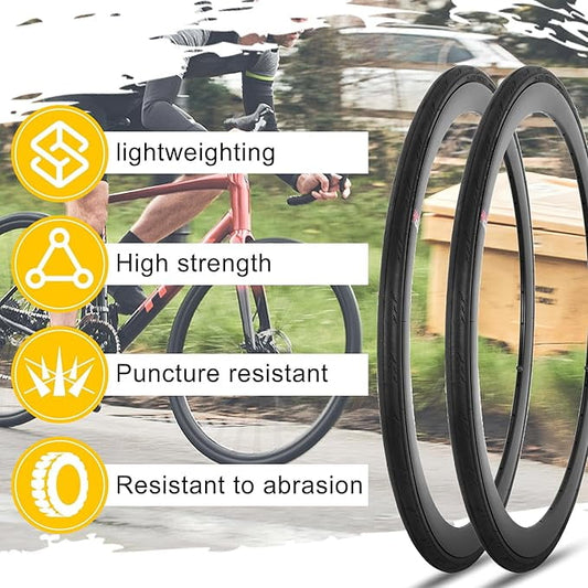 700 x 25c Road Bike Tire with Inner Tube and Tire Levers,Bicycle Foldable Replacement Tires with Liners for City Street Road Touring