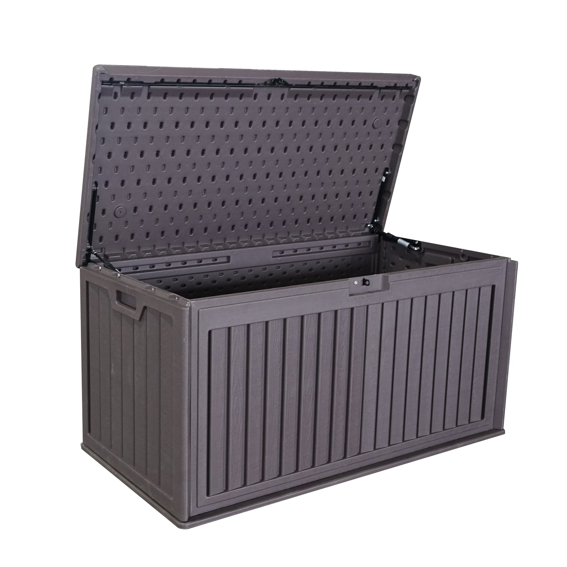 JIMSMAISON 50.39-in L x 24.8-in 100-Gallon Brown Plastic Deck Box