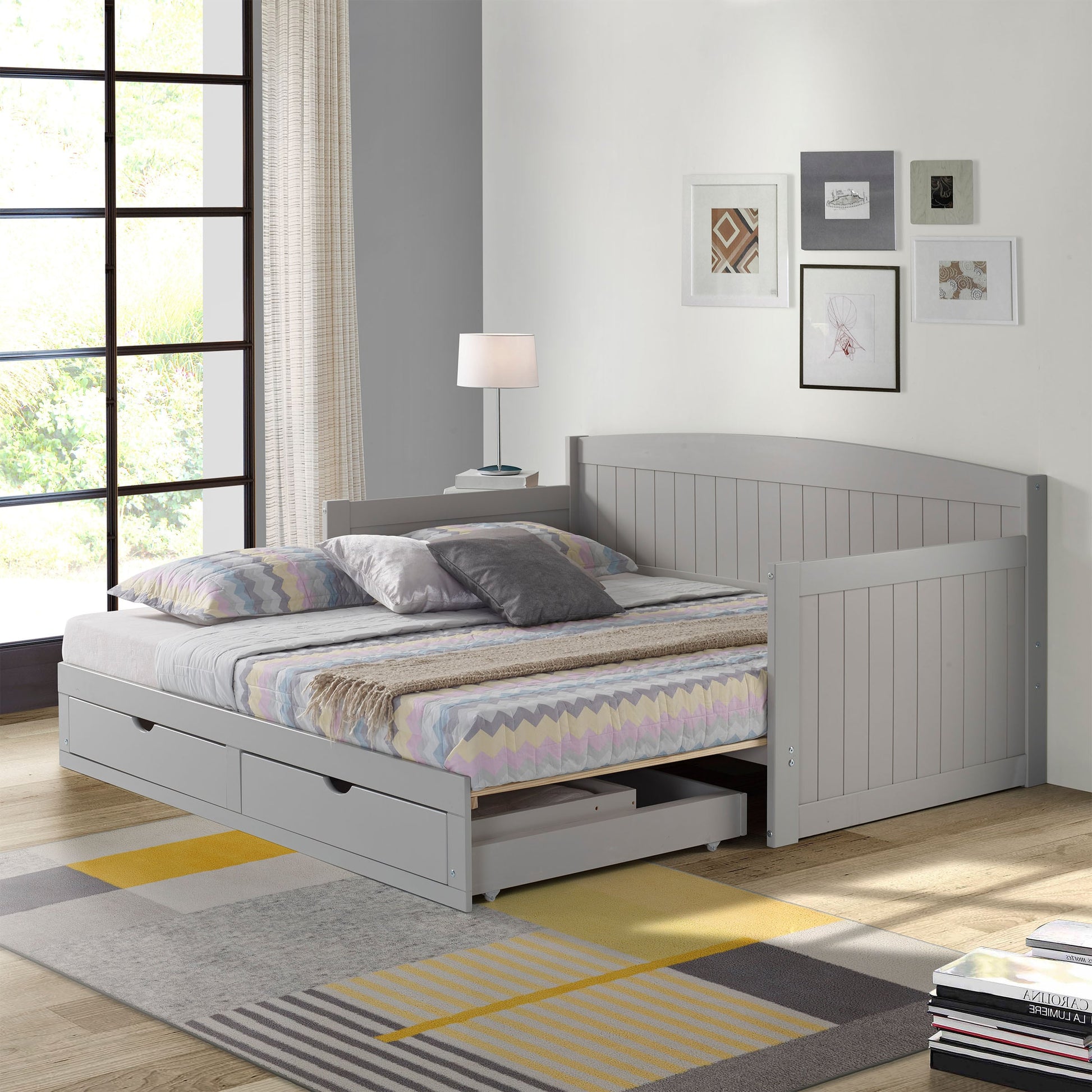 Alaterre Furniture Twin Gray Wood Daybed with Headboard