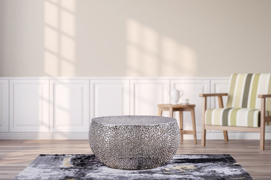 Galaxy Modern Oval Metal Silver 32-in W x 16-in H Coffee Table