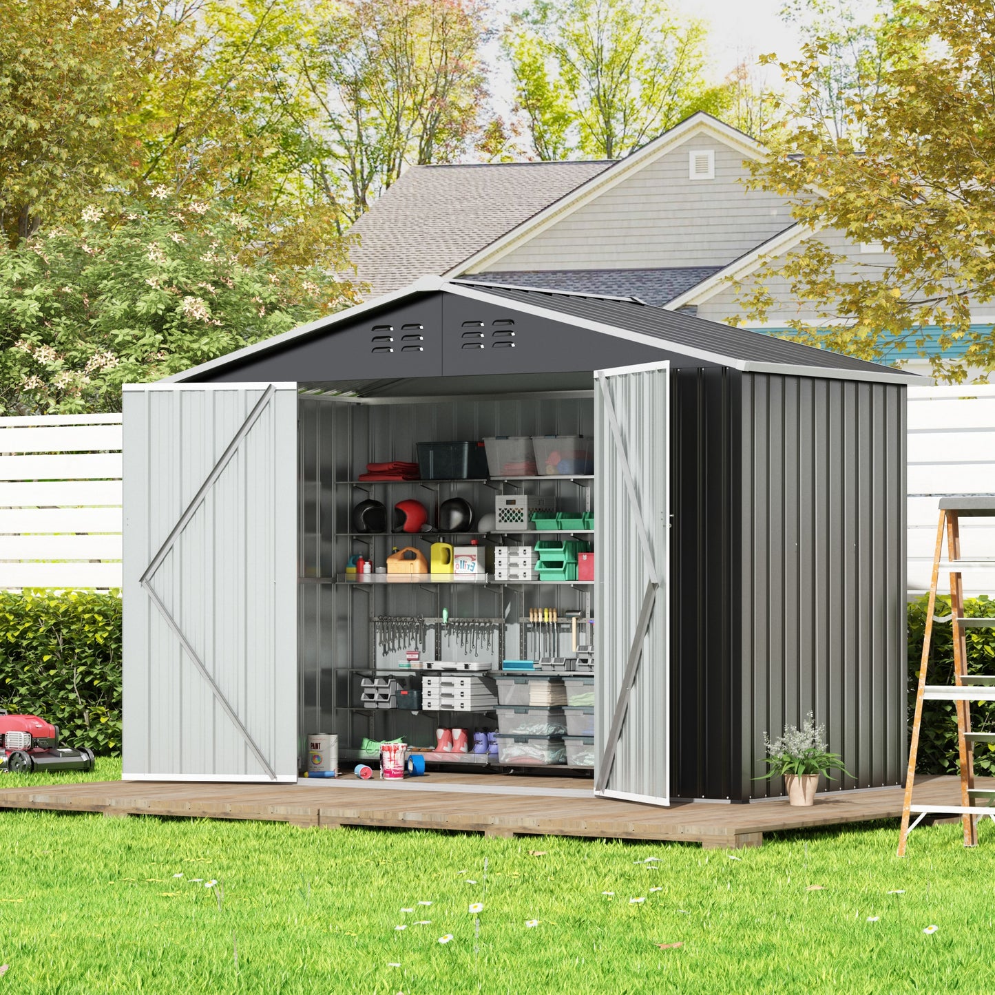 Jaxpety 9-ft x 4-ft Metal Storage Shed Galvanized steel Metal Storage Shed
