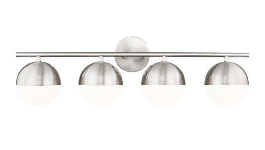Z-Lite Realm Sphere 32.25-in 4 -Light Brushed Nickel Transitional Vanity light