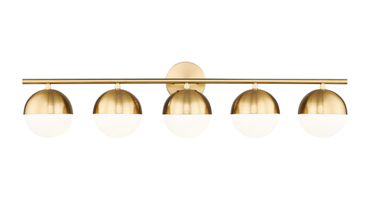 Z-Lite Realm Sphere 40-in 5 -Light Brushed Gold Transitional Vanity light