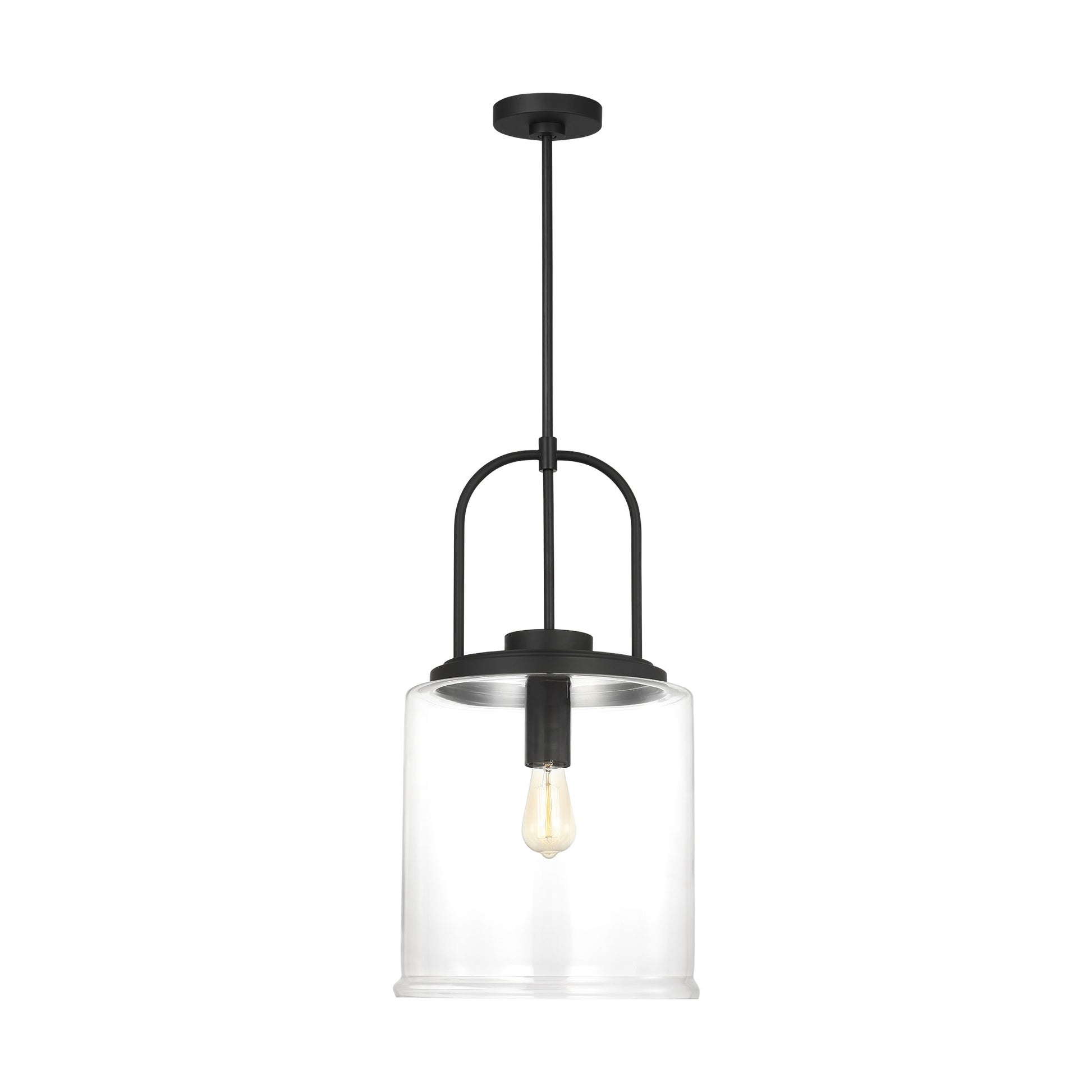 Generation Lighting Anders 1 -Light Midnight Black Transitional Clear glass Geometric Large Hanging Pendant light
