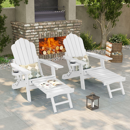 ACEGOSES Adirondack Chair Set of 2 White Stationary Adirondack Chair with Slat Seat