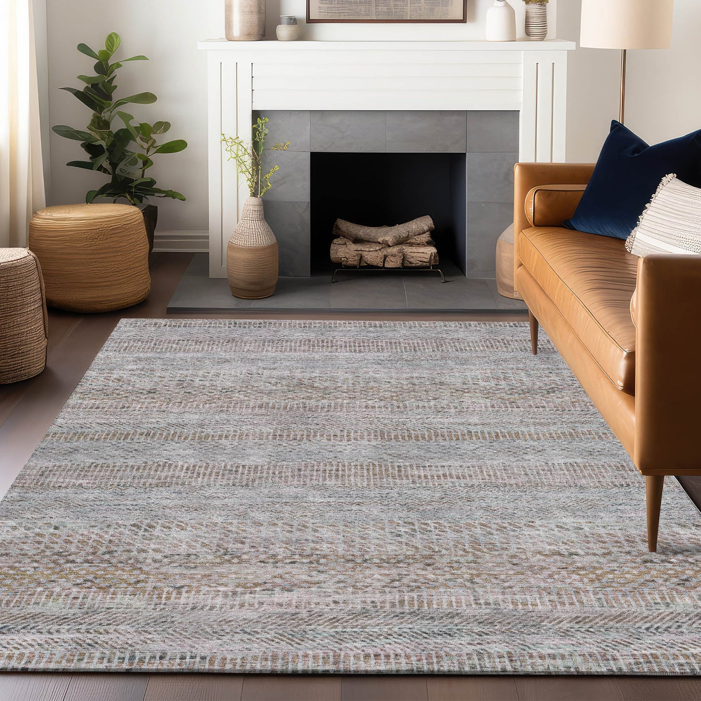 Addison Rugs Chantille ACN1634LN 8 x 10 (ft) Loomed Linen Rectangular Indoor/Outdoor Machine washable Pet Friendly Area rug