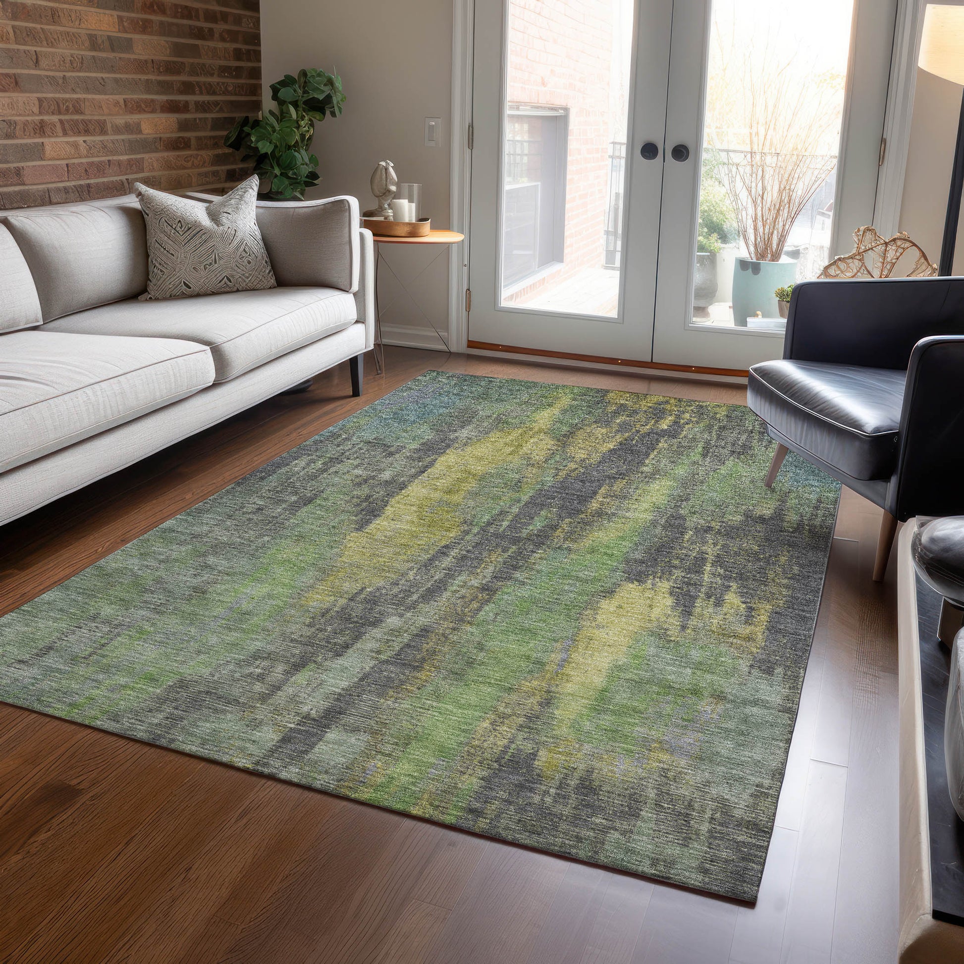 Addison Rugs Chantille ACN1648GE 9 x 12 (ft) Loomed Green Rectangular Indoor/Outdoor Machine washable Pet Friendly Area rug