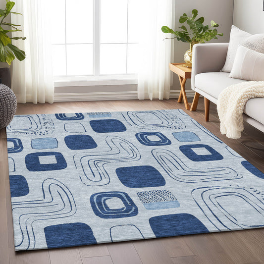 Addison Rugs Chantille ACN1670BU 8 x 10 (ft) Loomed Blue Rectangular Indoor/Outdoor Machine washable Pet Friendly Area rug