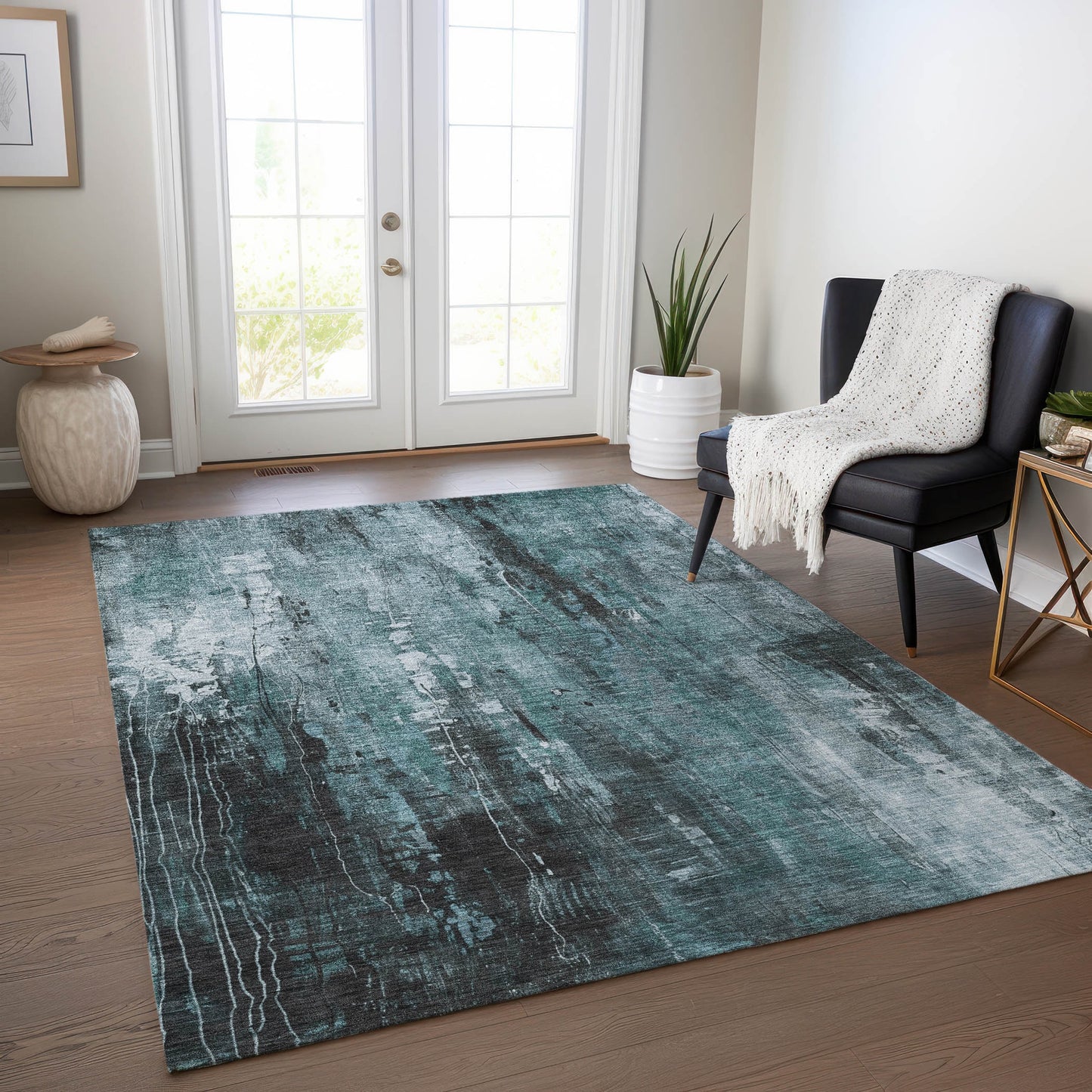 Addison Rugs Chantille ACN1683TE 9 x 12 (ft) Loomed Teal Rectangular Indoor/Outdoor Machine washable Pet Friendly Area rug