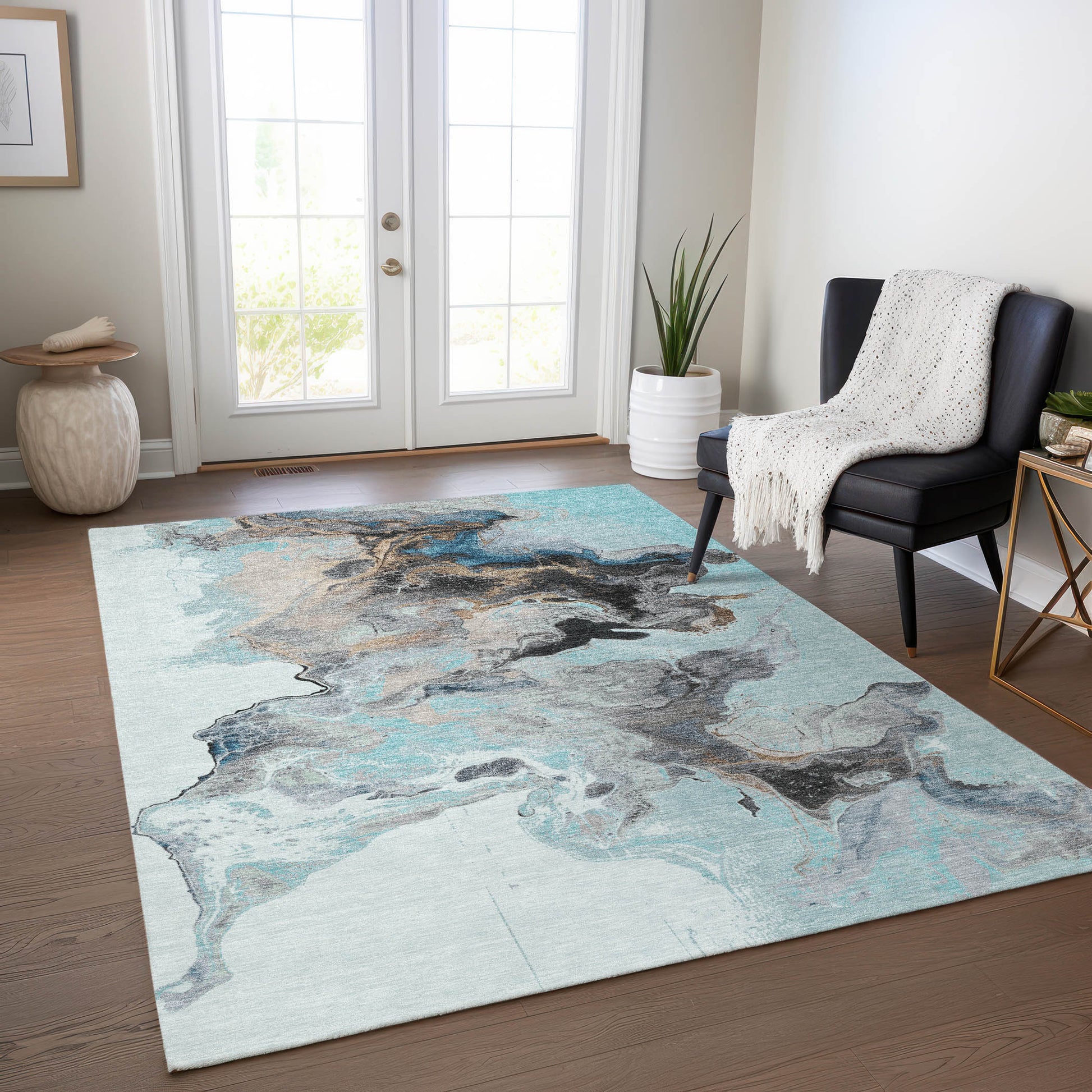 Addison Rugs Chantille ACN1688TE 8 x 10 (ft) Loomed Teal Rectangular Indoor/Outdoor Machine washable Pet Friendly Area rug