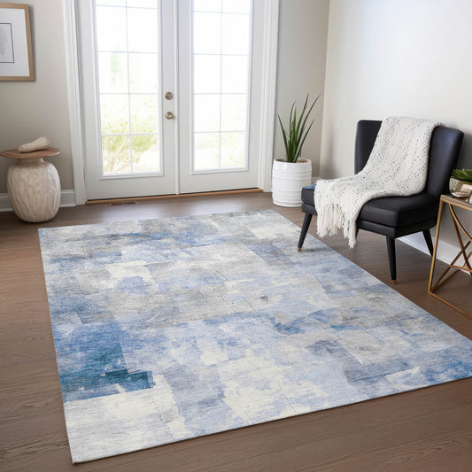 Addison Rugs Chantille ACN1697DN 8 x 10 (ft) Loomed Denim Rectangular Indoor/Outdoor Machine washable Pet Friendly Area rug
