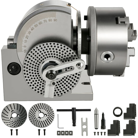 SVOPES Semi-Universal Dividing Head Set with 6inch 3-Jaw Chuck. Tailstock. and Dividing Plates for Milling. Grinding. and Drilling Applications