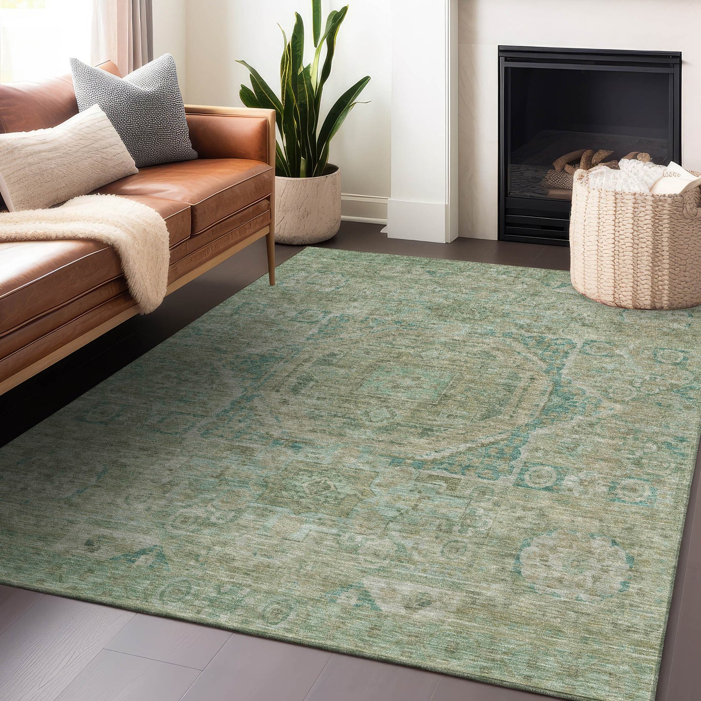 Addison Rugs Chantille ACN1743SA 8 x 10 (ft) Loomed Sage Rectangular Indoor/Outdoor Machine washable Pet Friendly Area rug