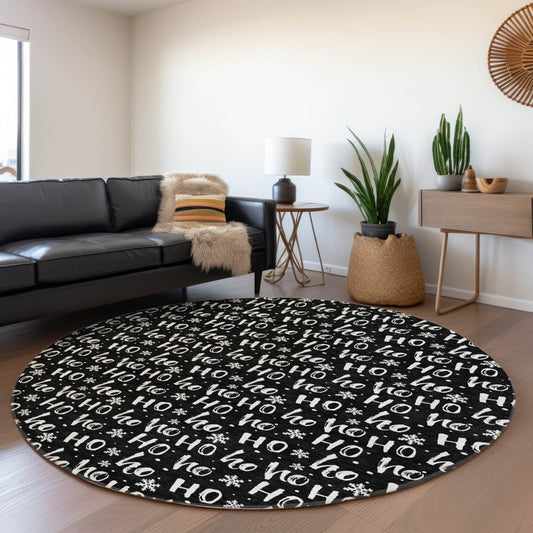 Addison Rugs Chantille ACN1814BK 8 x 8 (ft) Loomed Black Round Indoor/Outdoor Machine washable Pet Friendly Area rug