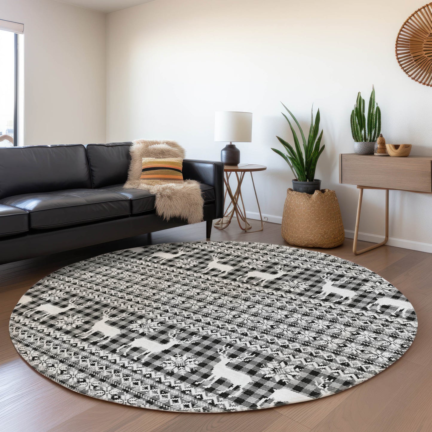 Addison Rugs Chantille ACN1820GY 8 x 8 (ft) Loomed Gray Round Indoor/Outdoor Machine washable Pet Friendly Area rug
