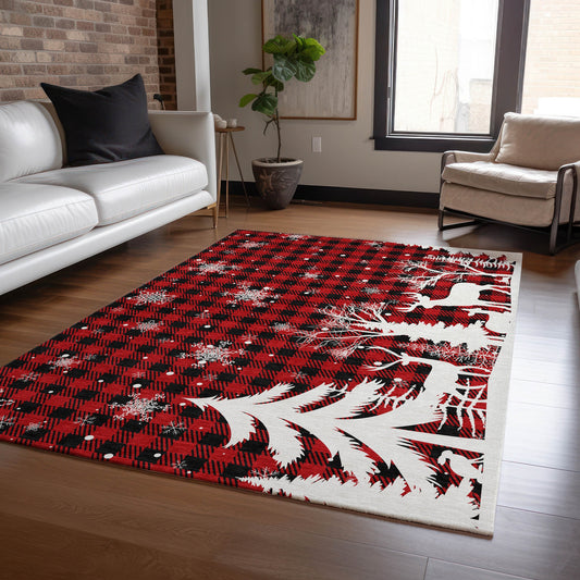 Addison Rugs Chantille ACN1824RD 9 x 12 (ft) Loomed Red Rectangular Indoor/Outdoor Machine washable Pet Friendly Area rug
