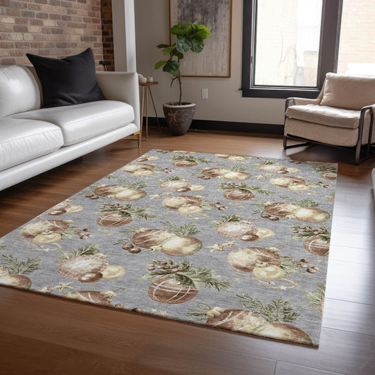 Addison Rugs Chantille ACN1828GY 8 x 10 (ft) Loomed Gray Rectangular Indoor/Outdoor Machine washable Pet Friendly Area rug