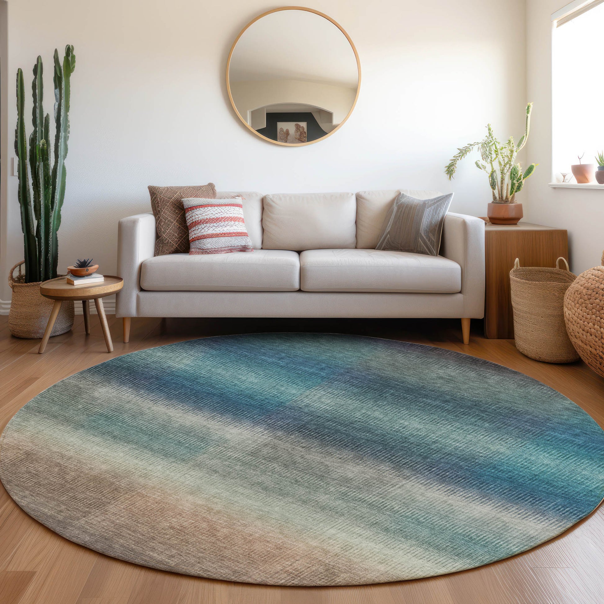 Addison Rugs Chantille ACN1735BU 8 x 8 (ft) Loomed Blue Round Indoor/Outdoor Machine washable Pet Friendly Area rug