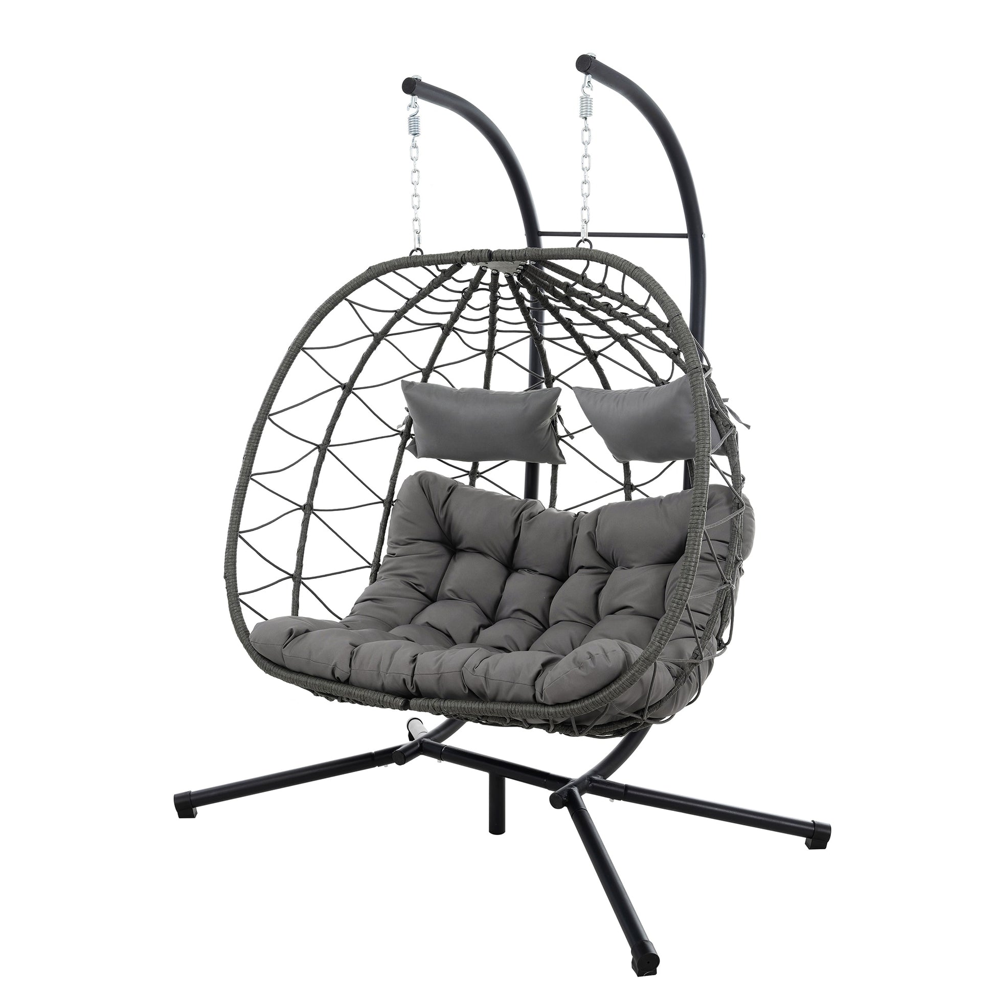 LETILY Hanging Egg Chair Gray Fabric Hammock chair with Stand