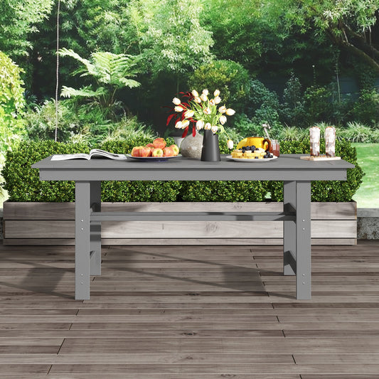 MIDHAM Patio dining table Rectangle Outdoor Dining Table 32.7-in W x 70.9-in L with Umbrella Hole