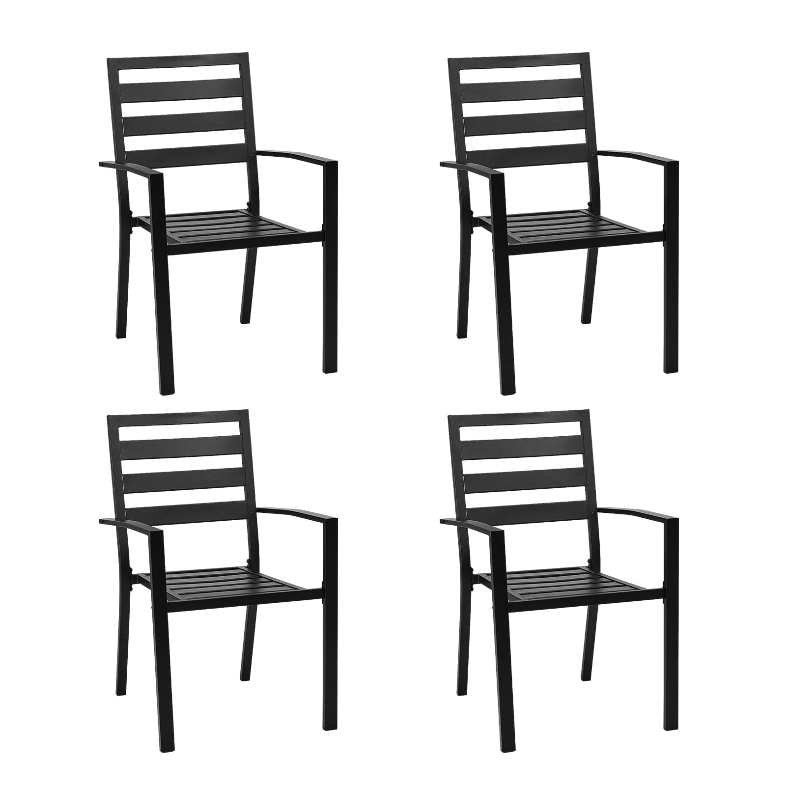 Winado Set of 4 White Metal Frame Stationary Dining Chair with Solid Seat