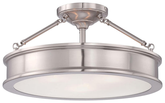 Minka Lavery Harbour Point 3 -Light 19-in Brushed Nickel Semi Flush Mount Light